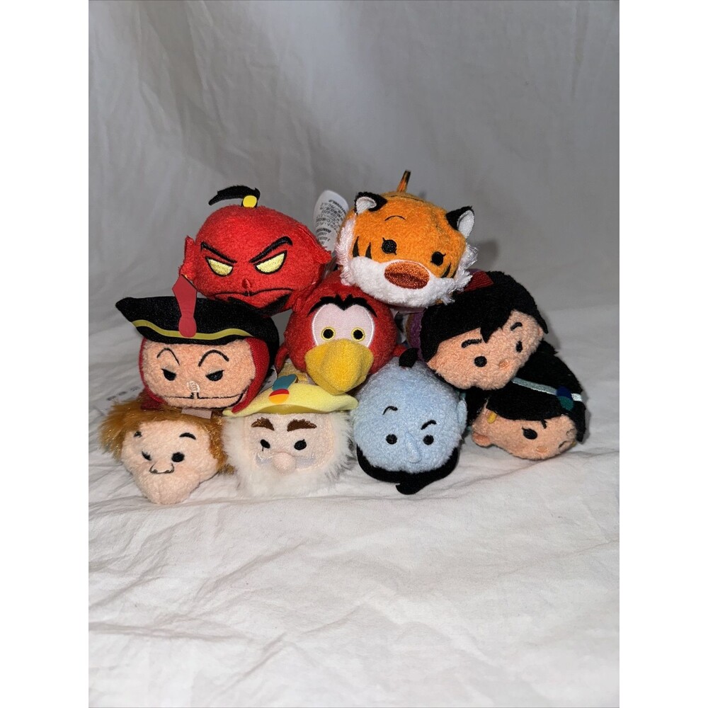 Disney Store Tsum Tsum Mini Plush Aladdin Set of 9 - New W/ Tags Genie Jafar HTF